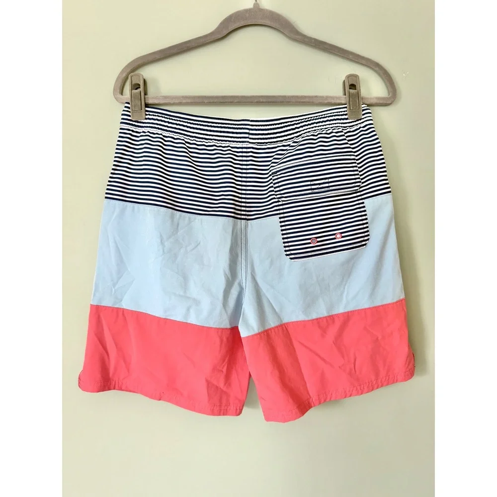 Vineyard Vines Chappy Swim Trunks Bathing Suit Blue Pink Stripes Boys'  Large/16